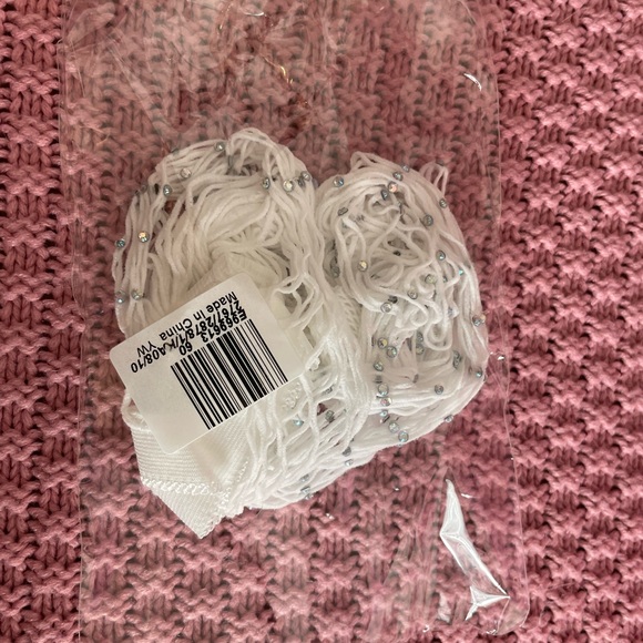 🫦 S/M - white mesh stocking fishnet rhinestone pantyhose sexy collants - Picture 4 of 5